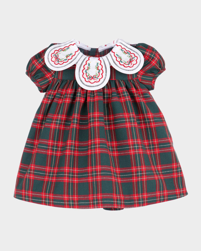 Girl's Cotton Plaid Petal Float Dress, Size 6M-24